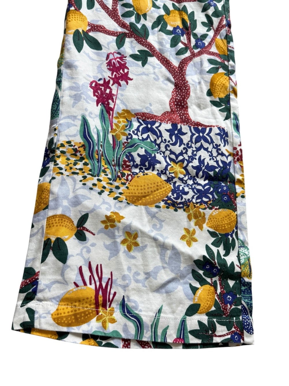 Maeve Anthropologie Botanical Lemon Print Cutout Wide Leg Jumpsuit 6 Maximalist - Picture 7 of 16